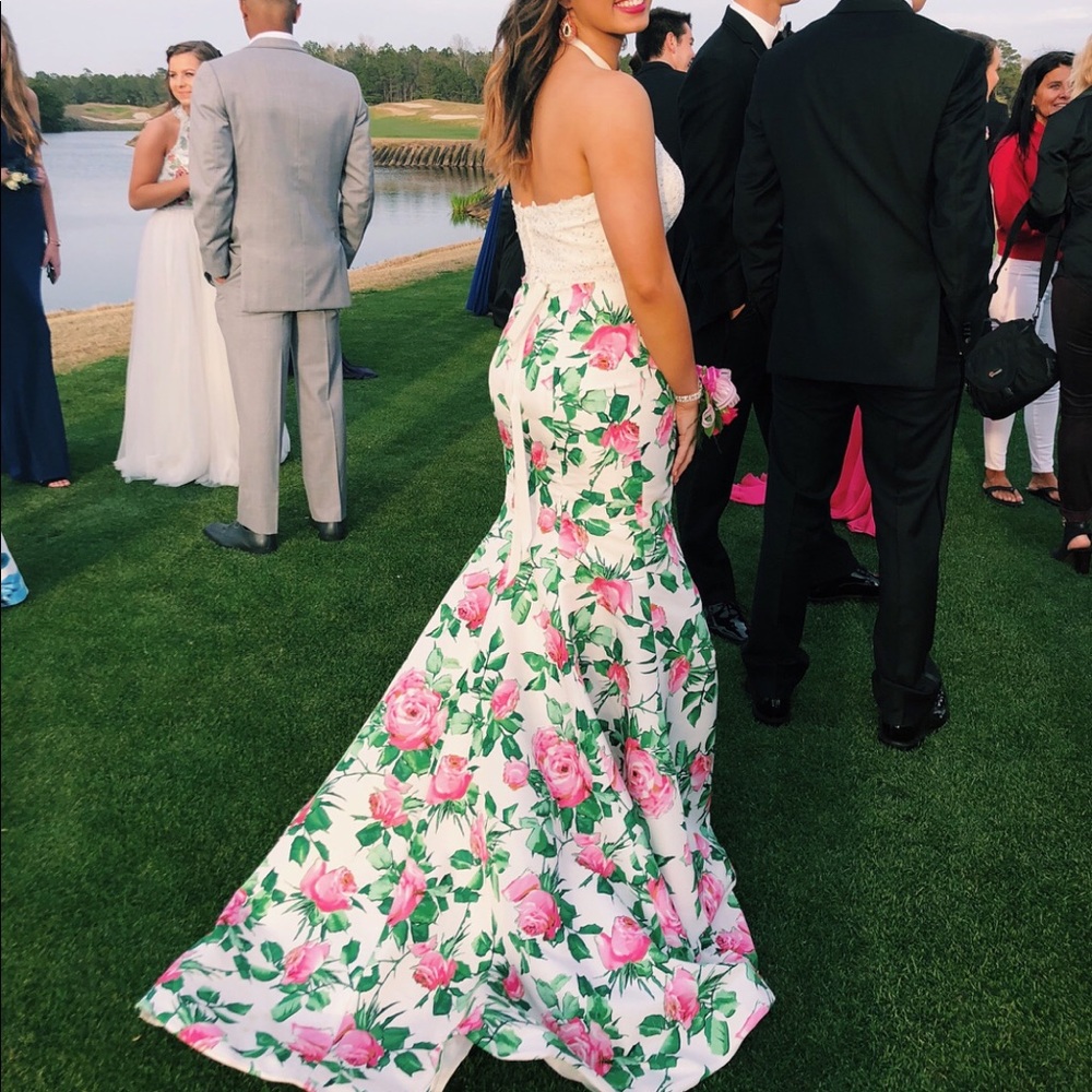 sherri hill two piece floral prom dress